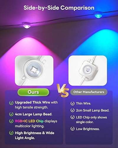 Miniatura 6 de Pak Luces inteligentes permanentes para exteriores, 100 pies con 60 LED, Luces de cuerda de Navidad impermeables IP67, modos de escena y modos de