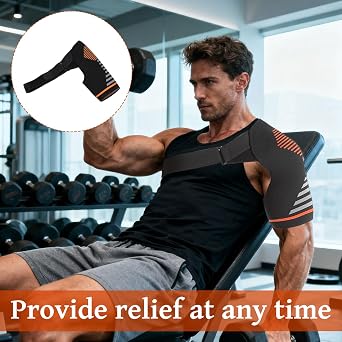 1Pcs Shoulder Support Brace for Men and Women,Adjustable Shoulder Brace Compression Sleeve,Rotator Cuff Shoulder Support Brace for Pain ReliefJoint DislocationInjury(L/XL Orange)
