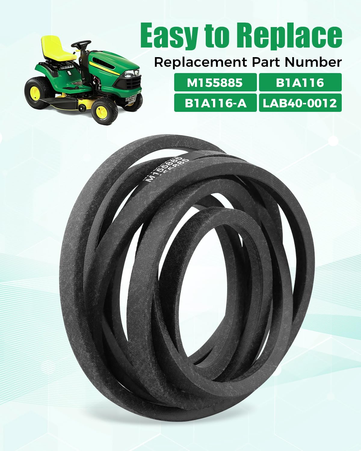 Cinghia di trasmissione M155885 adatta per John Deere L100 L130 LA100 LA110 LA135 X110 Cinghia trapezoidale resistente
