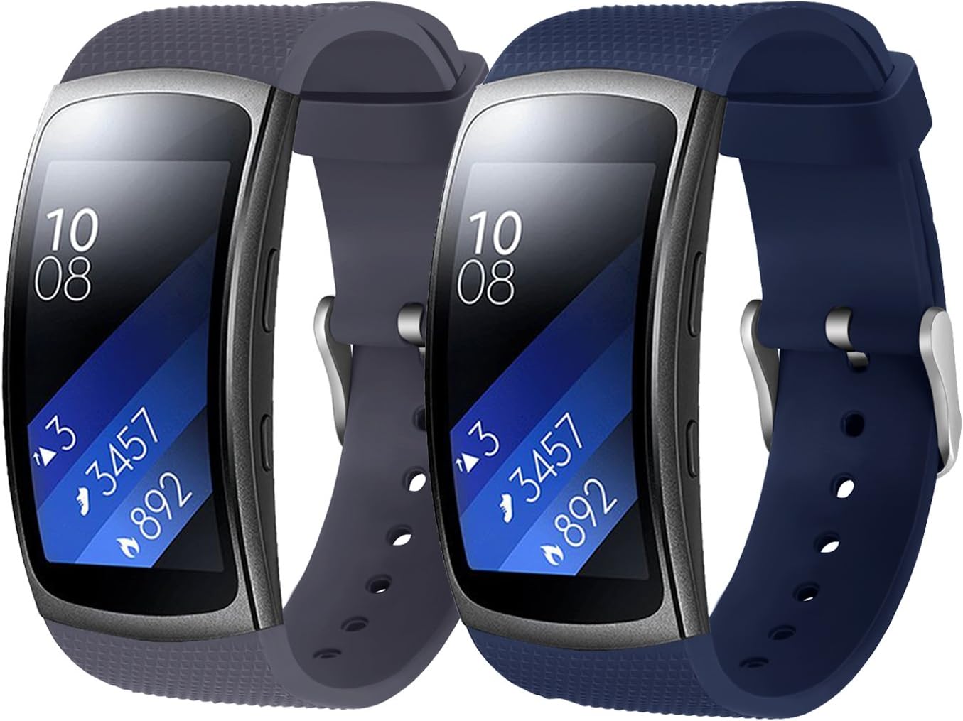 Bands for Samsung Gear Fit 2 Band/Gear Fit 2 Pro[2-Pack: Gray+Blue], Rukoy Replacement Straps Accessories for Samsung Gear Fit2 Pro SM-R365/ Gear Fit2 SM-R360 Smartwatch (5.9"-7.5")