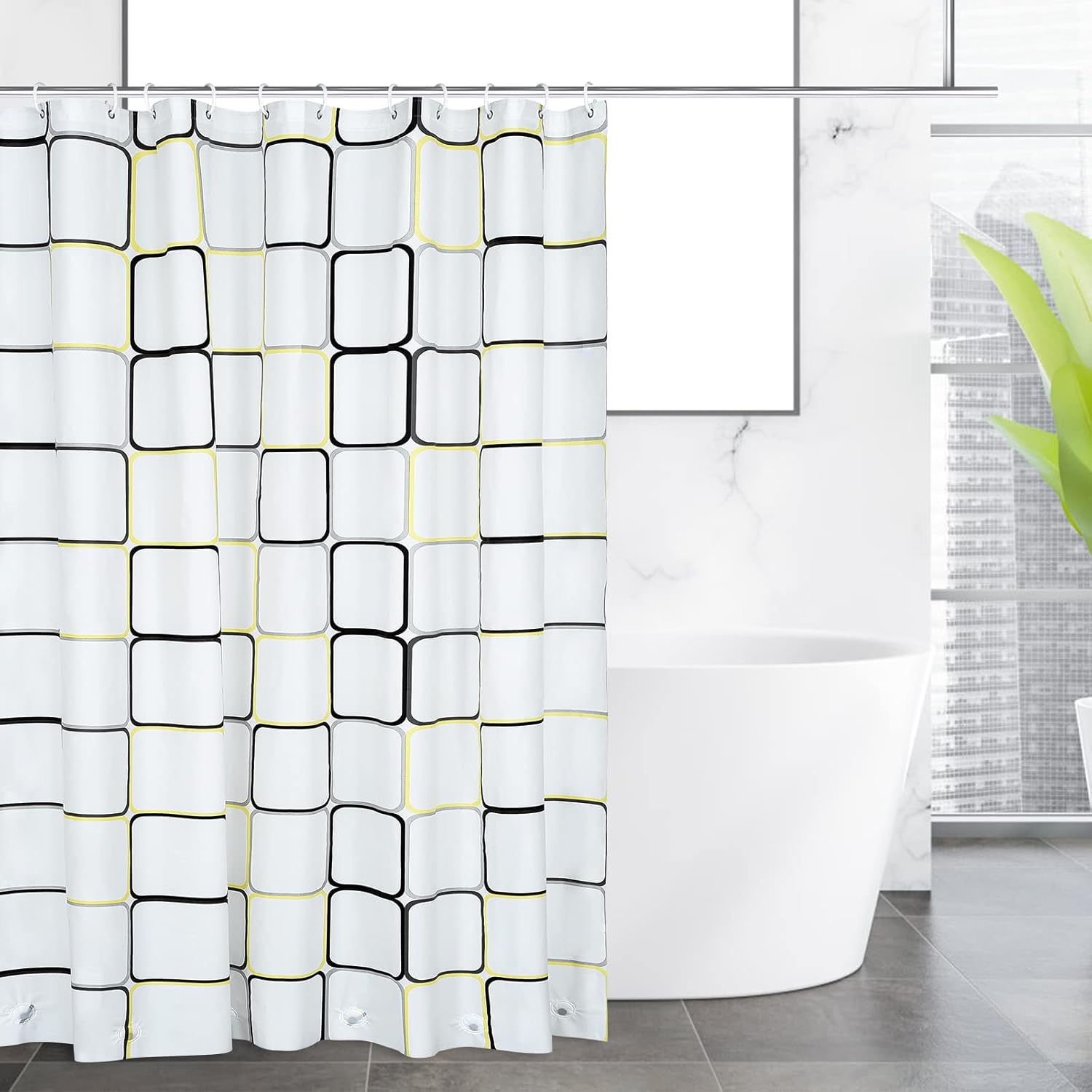 OTraki Shower Curtain 71 x 79 Inch Weighted Hem PEVA Plastic Bathroom
