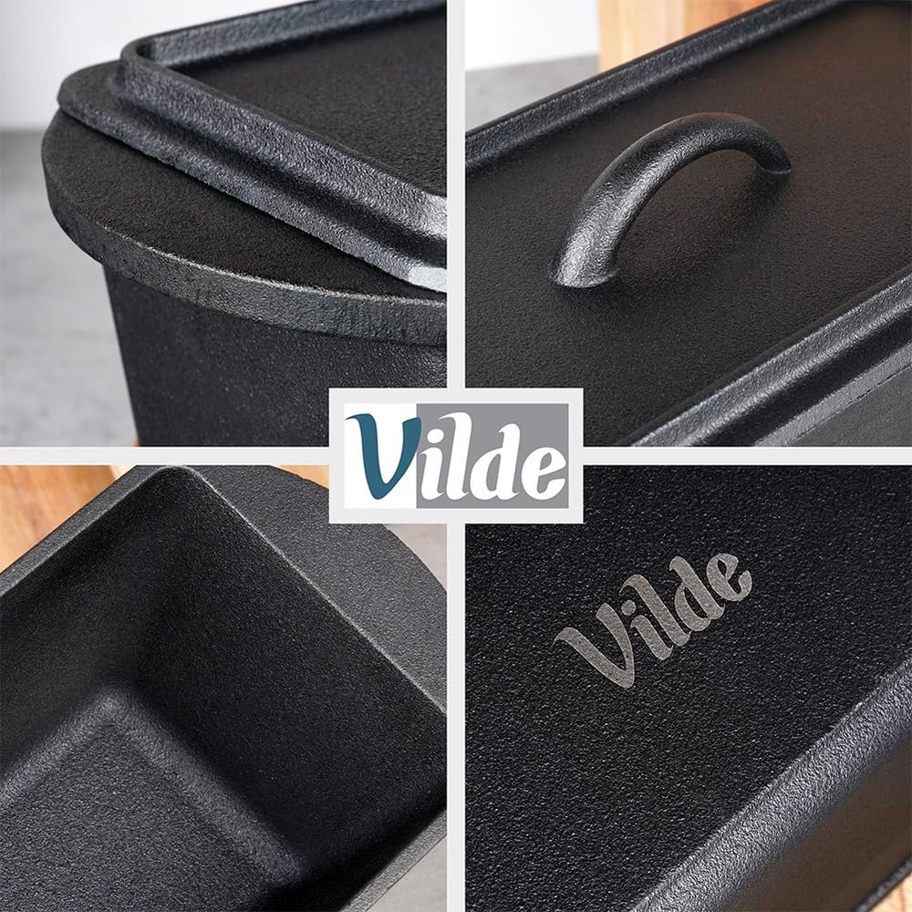 Vilde Brotbackform mit Deckel 3L 35 cm rechteckig Kastenform für Toastbrot | Kuchen Lasagne Fleisch induktionsgeeignet ofenfest ohne Beschichtung