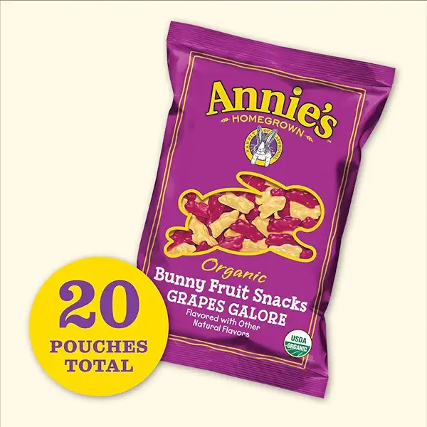 Annie's Homegrown Organic Bunny Fruit Snacks , Grapes Galore, 20 Pouches, 0.8oz 2