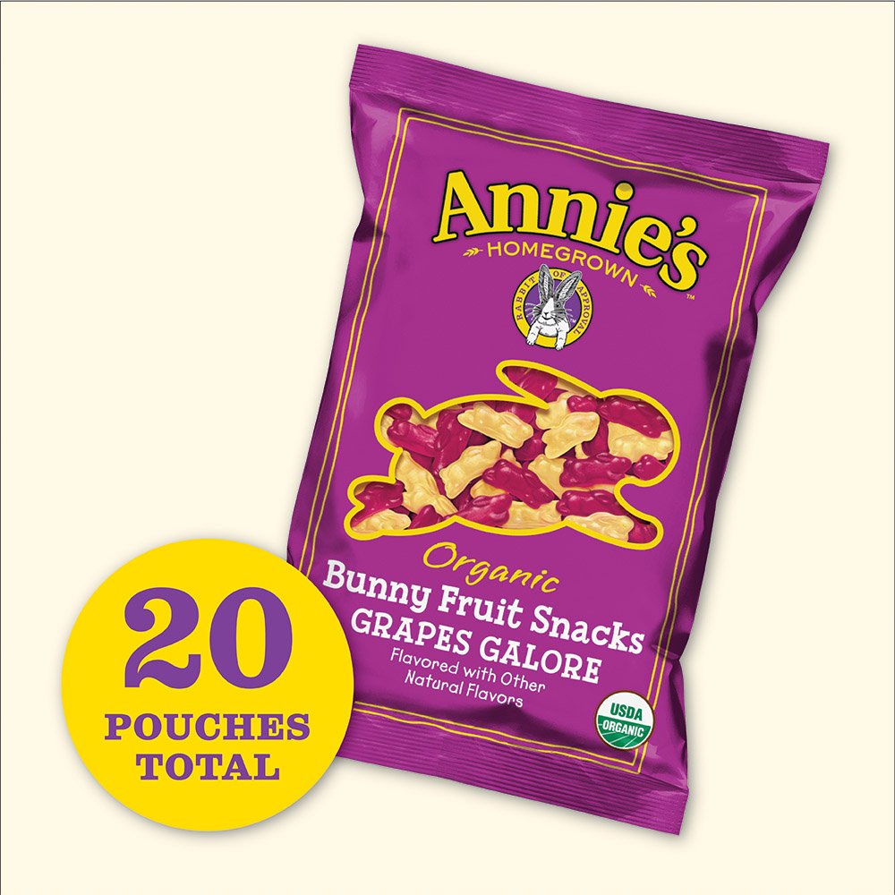Annie's Homegrown Organic Bunny Fruit Snacks , Grapes Galore, 20 Pouches, 0.8oz