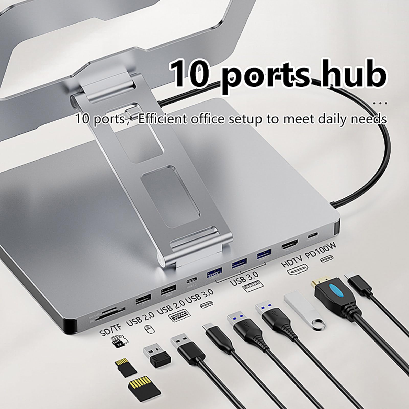 Docking station per laptop con 10 porte 3USB3.0 PD100W 4K60hz Output Notebook Holder per viaggiatori d'affari studente accessorio per laptop