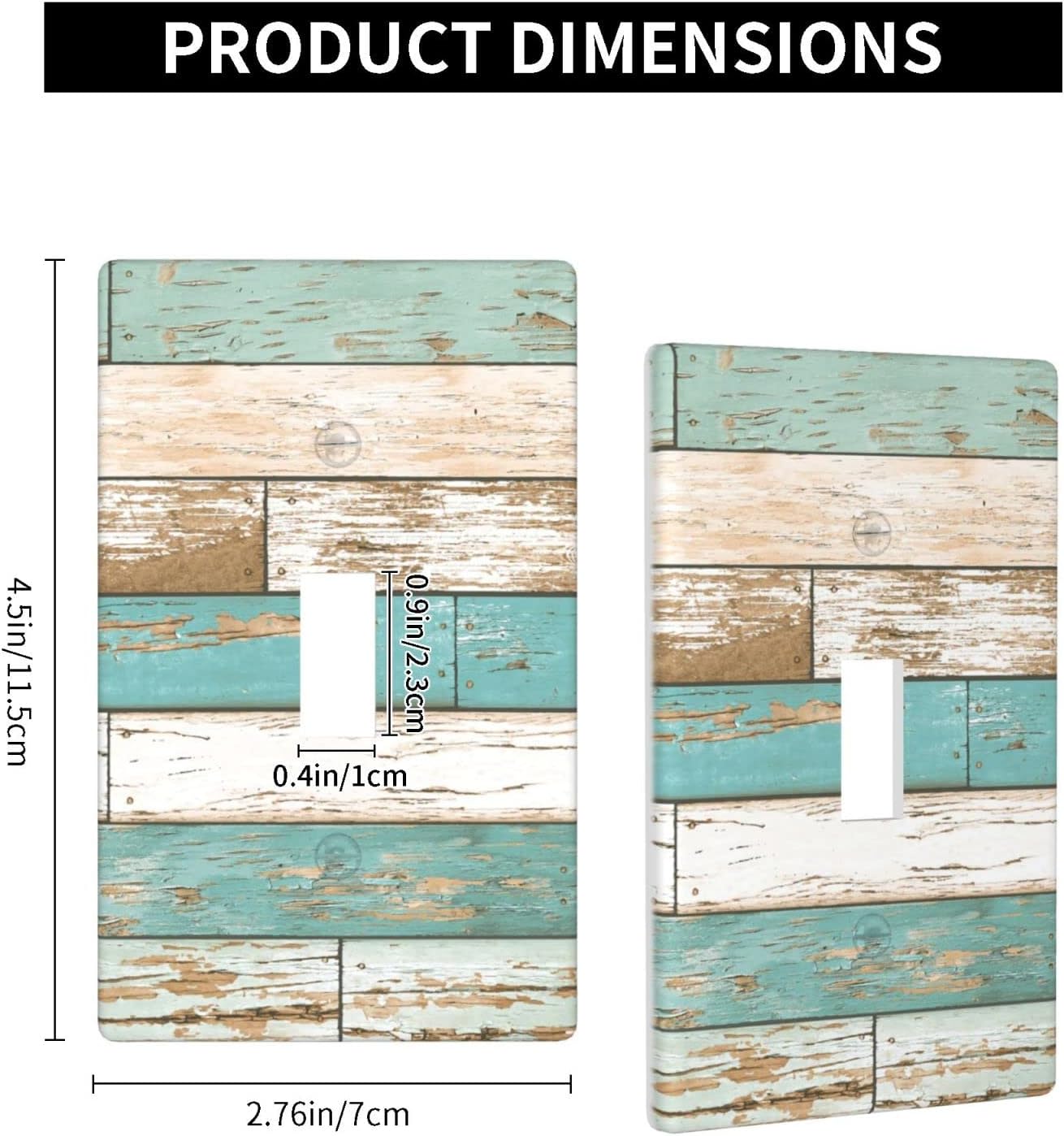 Teal Rustic Farmhouse Light Switch Cover 1 Gang Wall Plate Single Toggle Switch Plate Covers, Beach House Wood Themed Decorative Light Switch Plates, 4.50 X 2.76 Inch