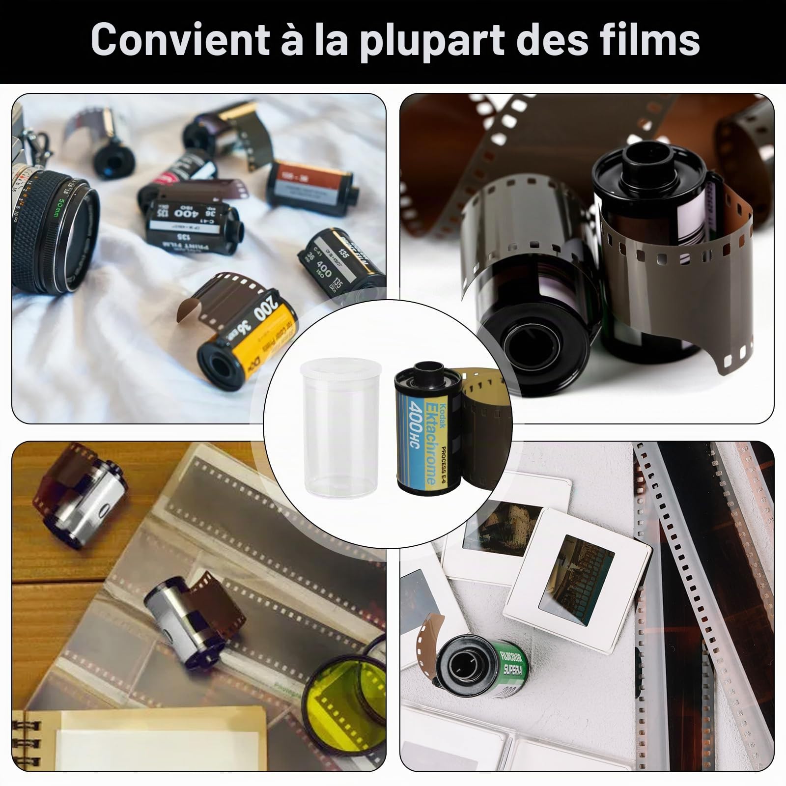 36 PCS Boîtes de Film pour Activités Scientifiques Boîtes de Pellicule Photo avec Couvercle 32mm boites Pellicule Photo pour le Stockage, les Petites Pièces de Film Bidon (transparence)