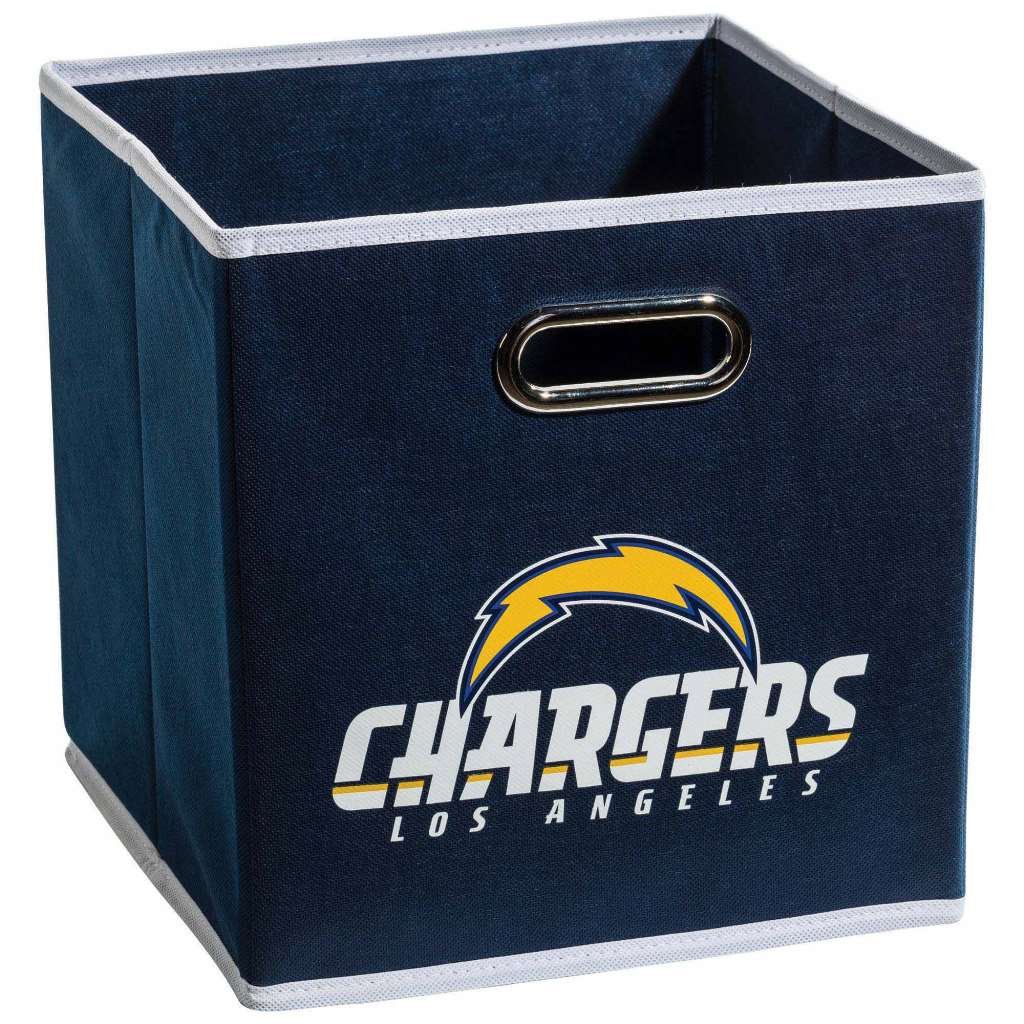 Franklin Sports NFL Los Angeles Chargers Collapsible Storage Bin NFL Folding Cube Storage Container Fits Bin Organizers Fabric NFL Team Storage Cube One Size, 11" x 11"