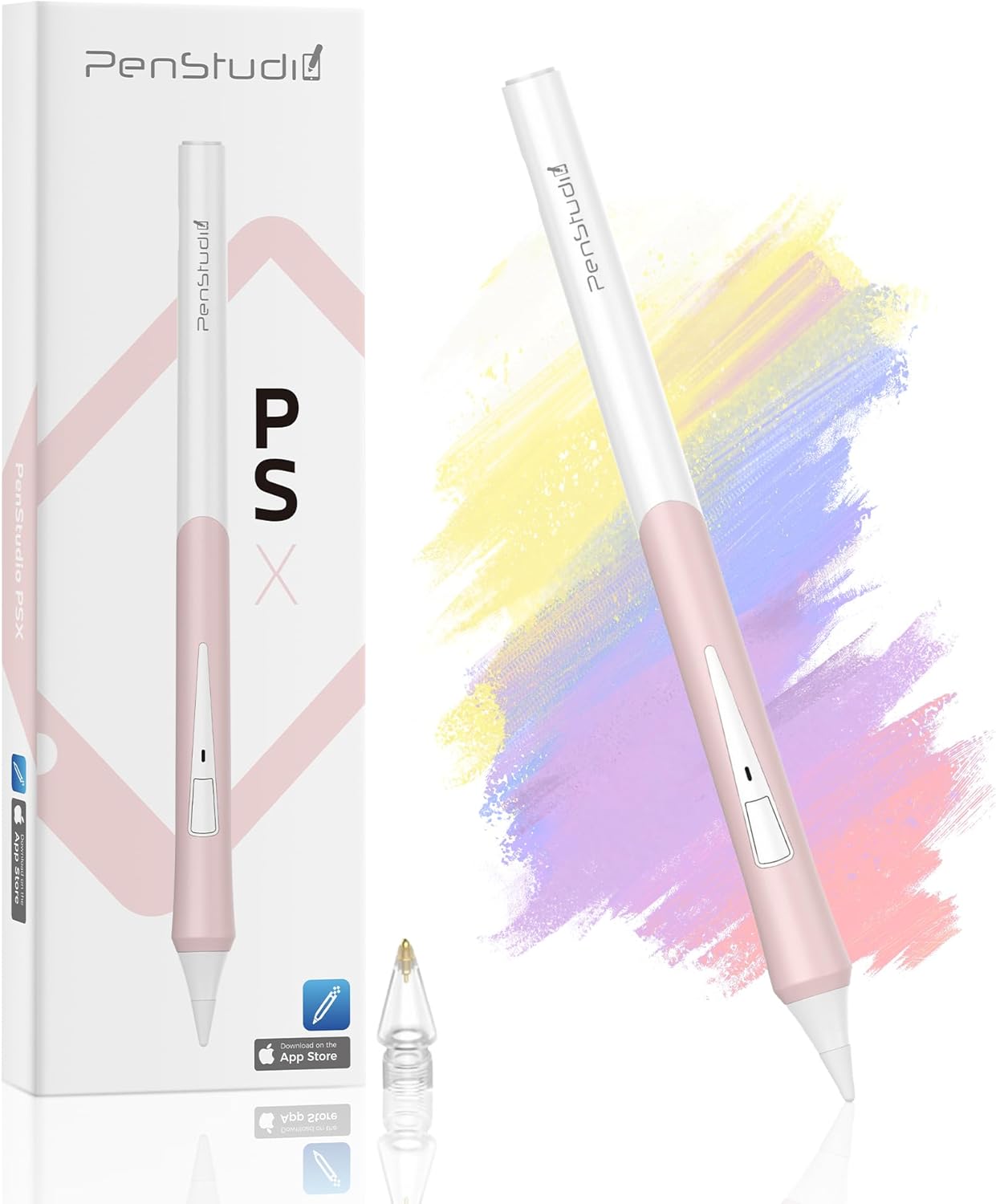 PSX Ergonomic Stylus Pen for iPad 2018-2025 - Patented Comfort Grip & Customizable Button Active Pencil with Find My Feature, 2X Fast Charge for iPad Air 5/4, Pro 11/12.9, Mini 6
