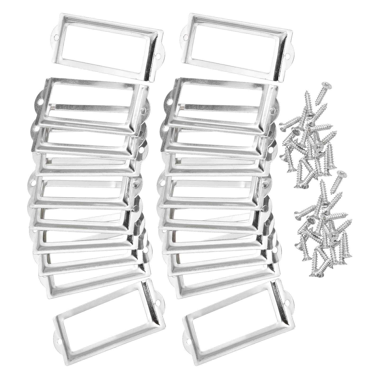 TA-VIGOR 83 x 30mm Antique Metal Label Holders Flie Card Frame 30pc Silver