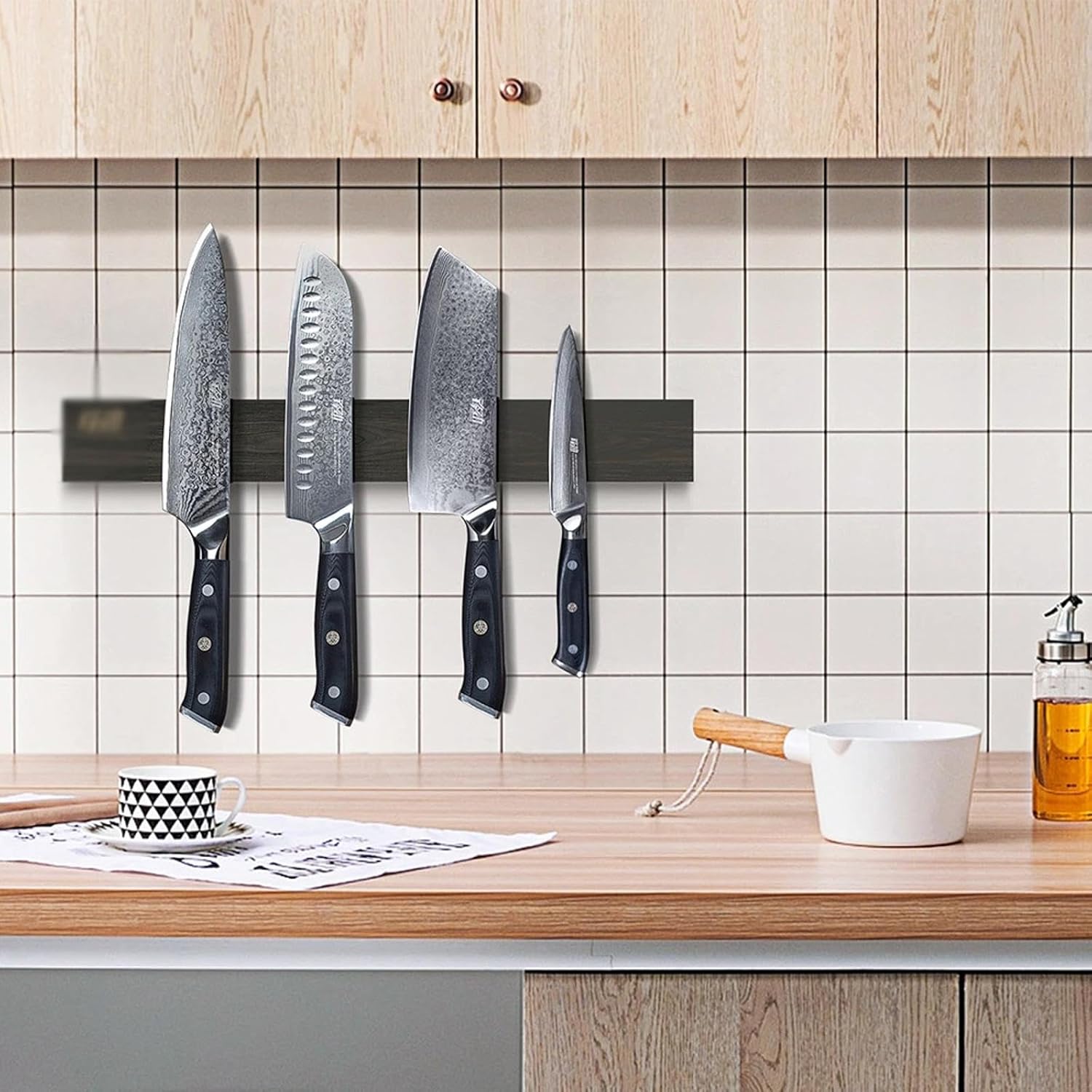 TopHomer 11.81 Inch Wood Magnetic Knife Bar with Multi-Purpose Functionality as a Knife Holder, Knife Strip, Magnetic Tool Organizer, Art Supply Organizer & Home Organizer