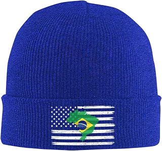 US and Brazil Terrain Map Beanie Hat for Men Women Warm Knit Skullies Beanies Ski Skull Cap