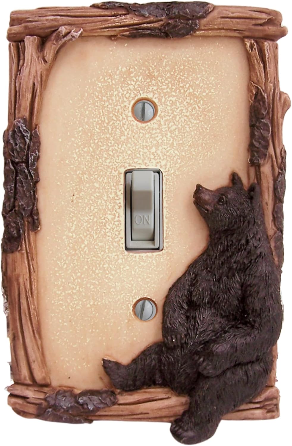 Set of 2 Bear Sitting on a Log Light Switch Covers, Toggle Light Switch Covers, Rustic Cabin Décor, 5.25 Inches (Pack of 2)