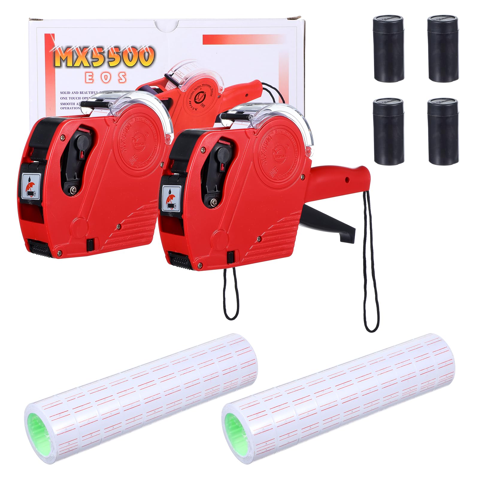 2 Pack Pricing Gun - 8 Digits Price Tag Gun with 8000 Labels & 4 Ink Rollers Kit Red Pricing Label Maker for Retailer,Supermarket