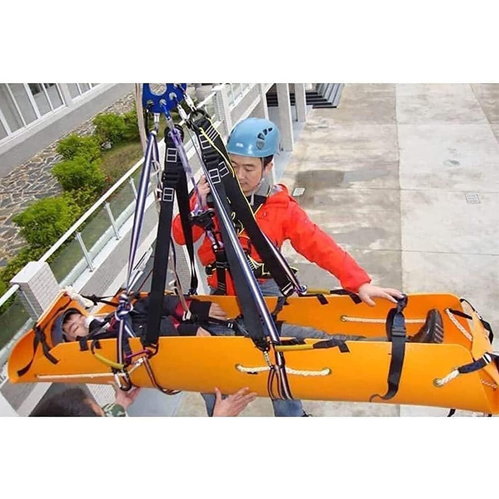 Nosze przenośne, wielofunkcyjne nosze ratownicze, nosze medyczne do noszy medycznych, nosze medyczne do ratownictwa pożarowego, nośność: 160 kg/353 funty, Orange