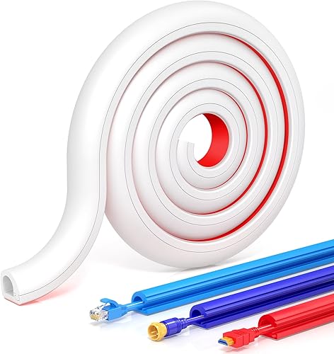 Miniatura 1 de Ocultador de cables de TV autoadhesivo de 78 pulgadas, gestión de cables flexibles de audio para el hogar, canaletas de cable coaxial RG6, cable