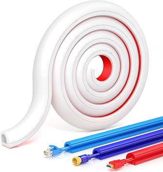 78 Inch Self-Adhesive TV Cable Hider, Home Audio Flexible Wire Cord Management, RG6 Coaxial Cable Raceways, HDMI Cable Cord Hider, White 2m