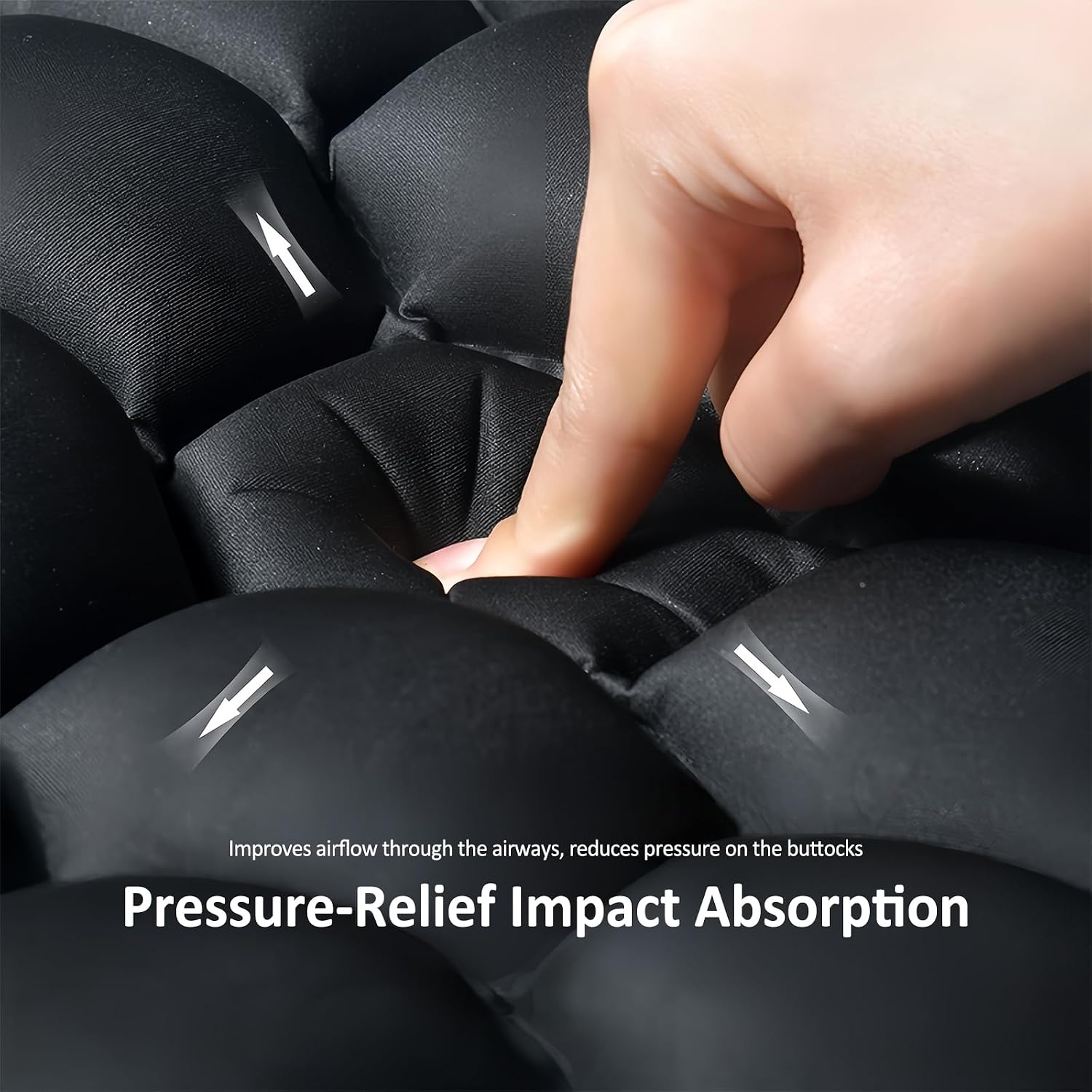 Motorcycle Air Seat Cushion with Integrated Air Filling Pump & Water Injection, Inflatable Bubble Air Pads with Breathable Mesh Cover & Non-Skid Bottom, Cooling & Comfortable TPU for Long Rides