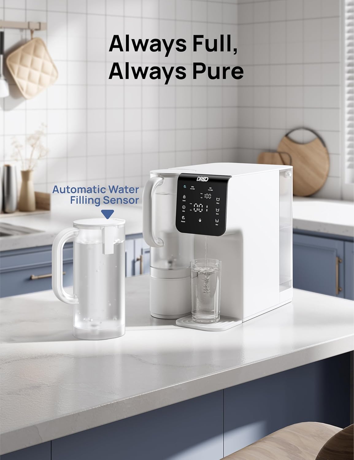 DREO Reverse Osmosis Water Filter Countertop Water Pure Pitcher, Potable Pitcher for WF511 Water Purifier, 1.5L