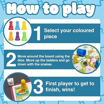 Classic Snakes & Ladders - Game for Children and Adults, Traditional Family Game, Foldable Board, Instructions Included (Snakes & Ladders)