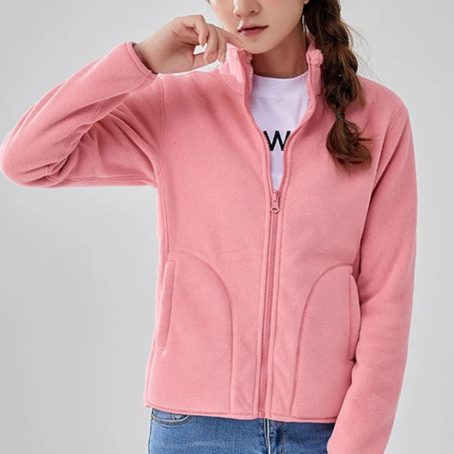 Fleece Womens Outdoor Clothing Fashion Versatile Leisure Sports Thickening Double Sided Warm Coat