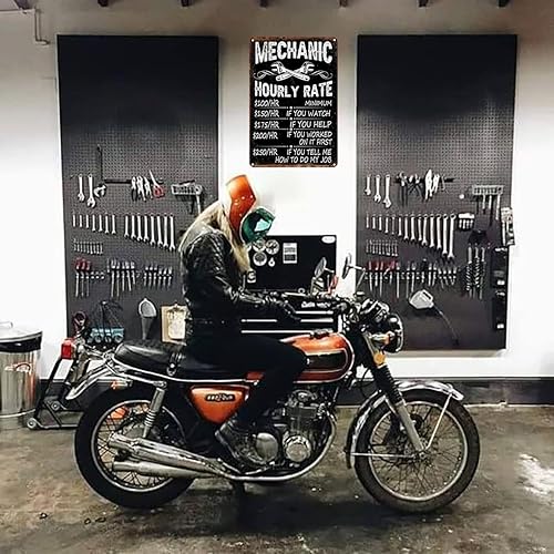 Miniatura 5 de Bestylez Regalos de mecánico para hombres, papá y esposo, divertido letrero mecánico mecánico, reproducción por hora, letrero de metal vintage para