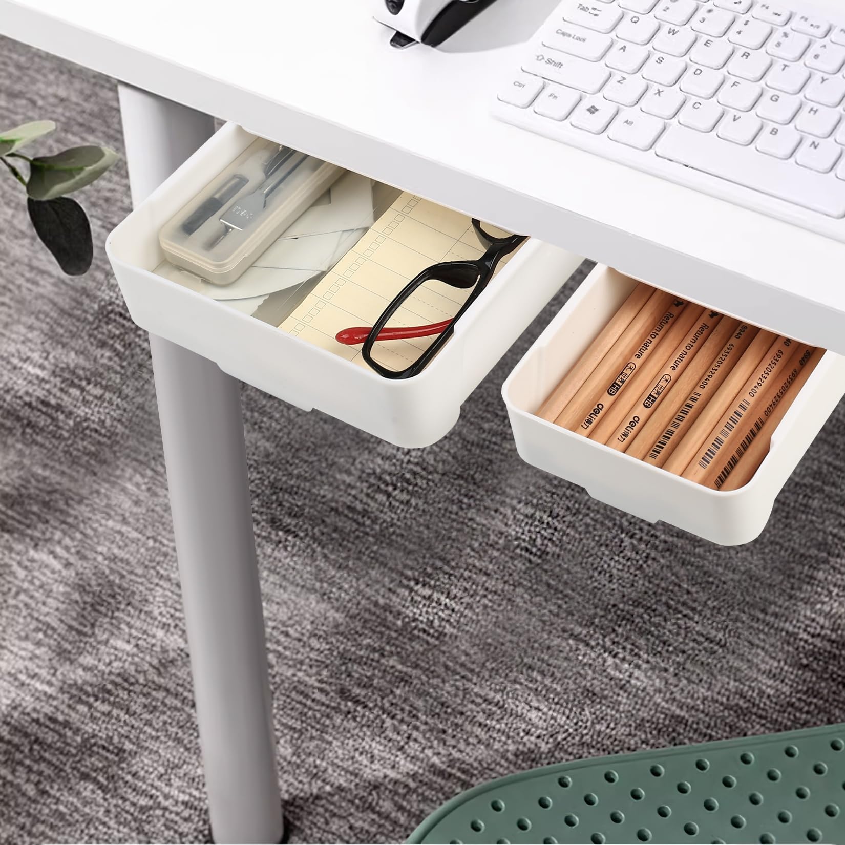 Cassetti Sottoscrivania Autoadesivi - 2 Pezzi Per Organizzare Ufficio, Casa O Scuola - Foto 3