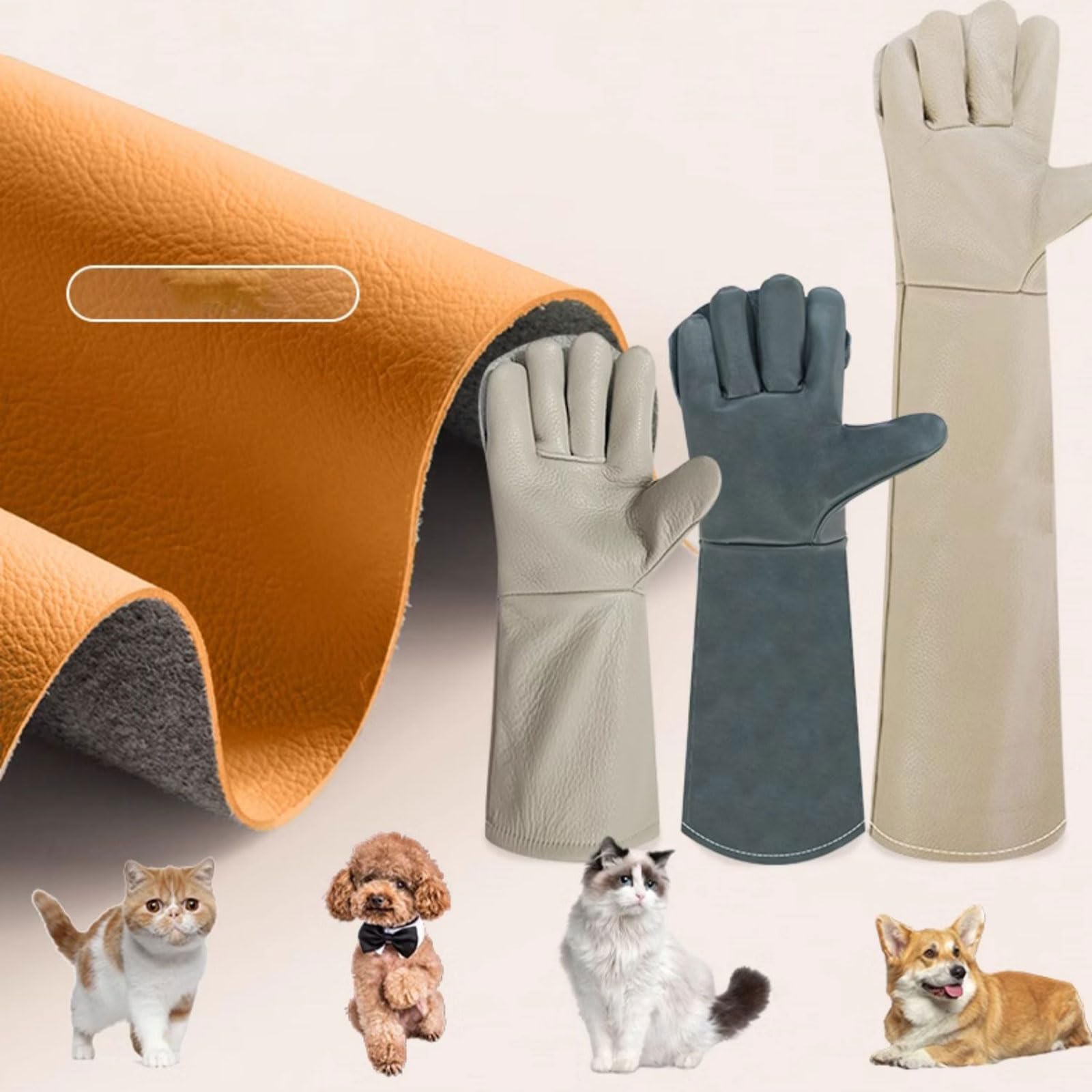 Gants Anti-Morsure,Gants De Traitement des,Gants de Soudure,Gants Renforcé Anti-Morsure,Résistant à l'usure,Indéchirable,Anti-crevaison,imperméable,pour Attraper Les Chiens,Les Chats
