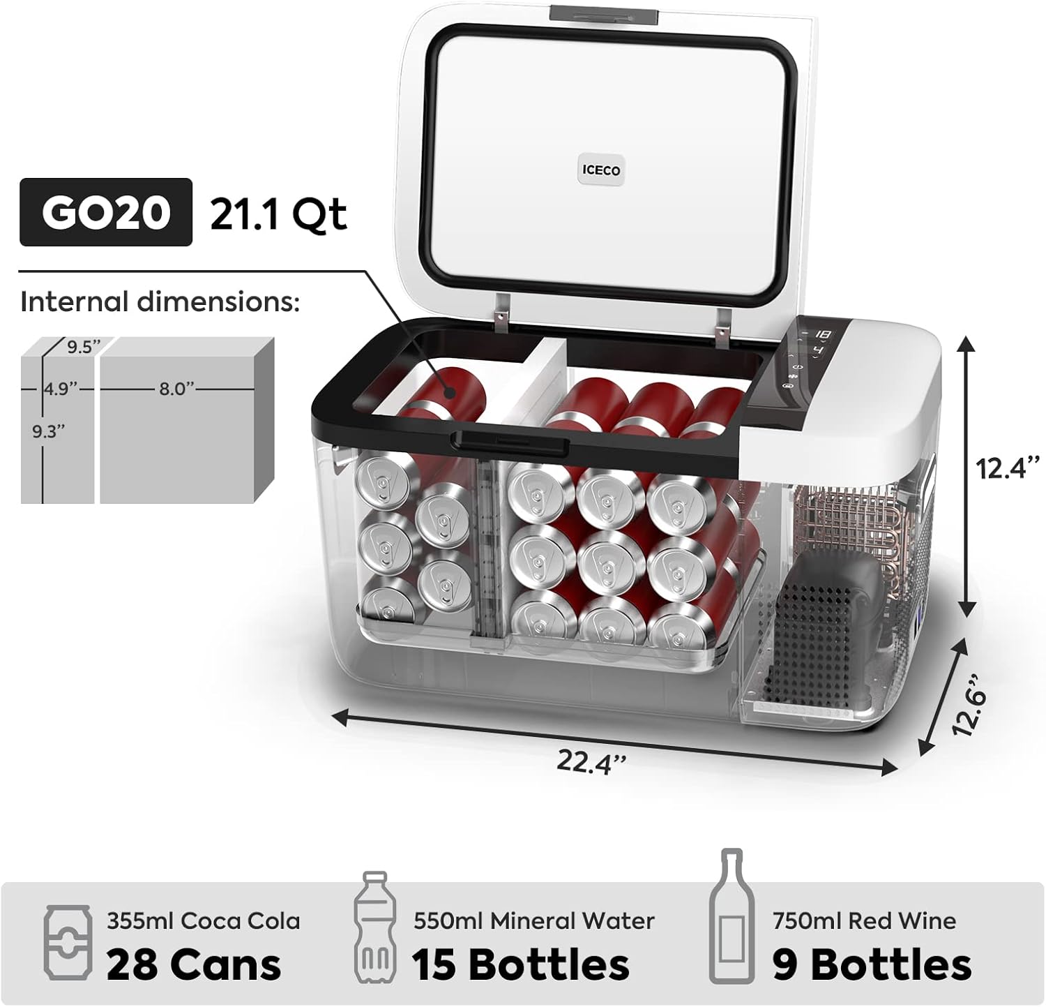 Bеѕt Dеаl 🛒 ICECO GO20 Dual Zone Portable Refrigerator, Separate Control, 21 Quart/20 Liter, DC & AC, 0℉ to 50℉, with Danfoss Compressor, Mini Fridge Cooler Refrigerator for Outdoor, Home Use, White