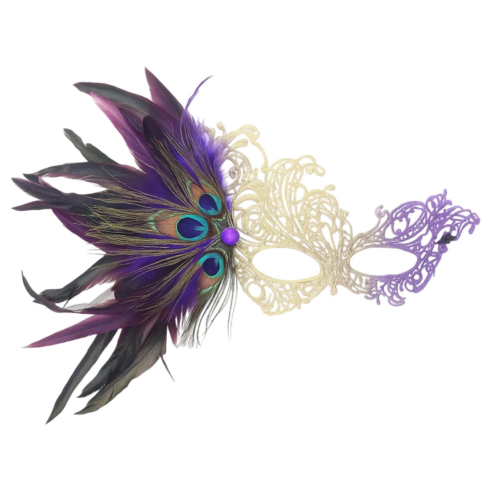 QhgPnt Lace Feather Masquerade Mask for Women, Elegant Purple Feather Eye Mask for Halloween Parties, Masquerade Balls, Mardi Gras, Cosplay Events, Wedding Receptions, Themed Parties