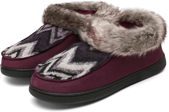 Mishansha Womens House Shoes Memory Foam Suede Moccasin Slippers Winter Warm Fleece Lined Home Shoes with Anti-Skid Rubber Sole
