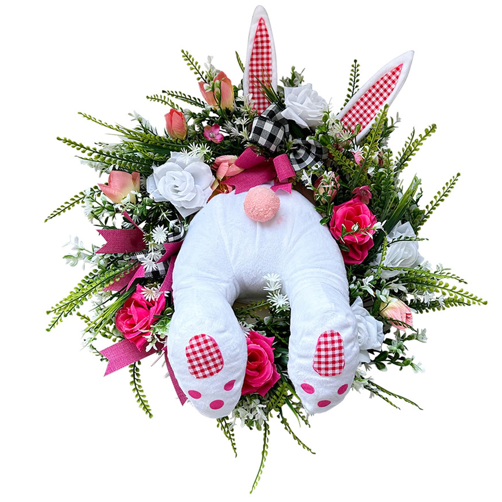 Couronne de printemps en forme de lapin décoration sans flétrissement