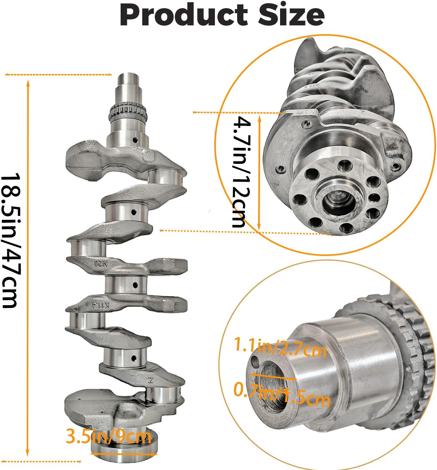 Silver Engine Crankshaft Assembly Compatible with Hyundai Elantra 2.0 2017-2020, for Kona 2.0 2018-2021, for Veloster 2.0 2019-2021, for Kia Forte 2.0 2017-2021, Replace 23110-2E000