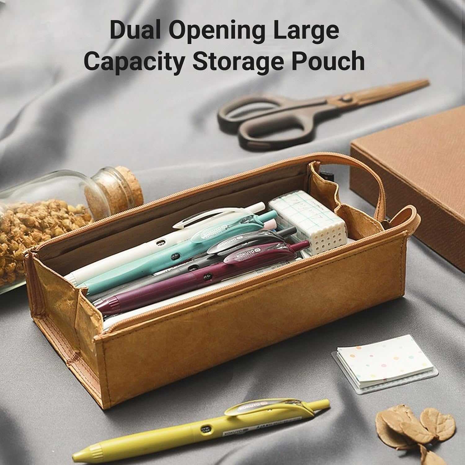 KOKUYO Square Pencil Holder, Synthetic Paper Stationery Organizer, Black