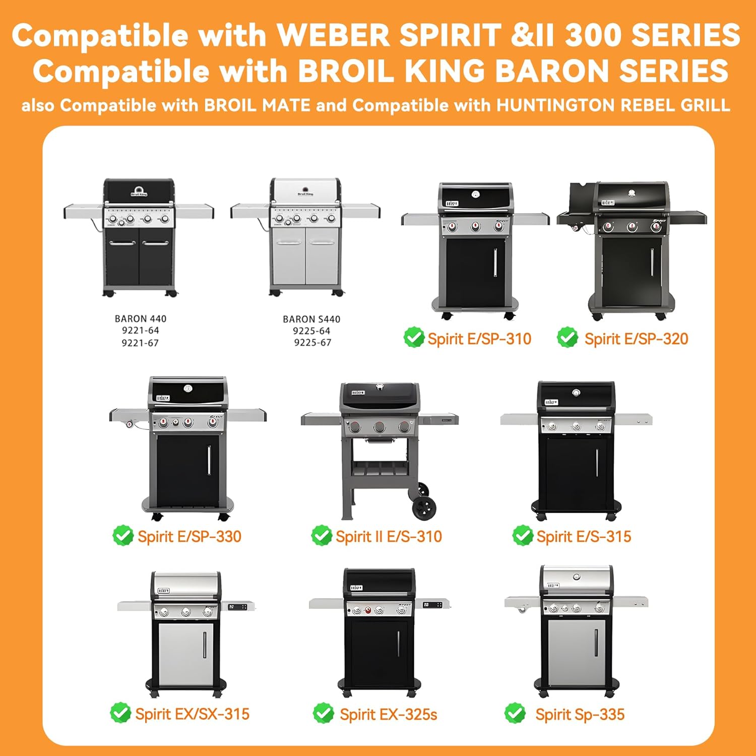 SafBbcue Flat Top Griddle for Weber for Broil King Grills, Full-Size Griddle for Broil King Baron 440 Baron 320 9221-64 9221-67 Grill Griddle for Weber Spirit E-310 E-320 S-310 S-320, 6787