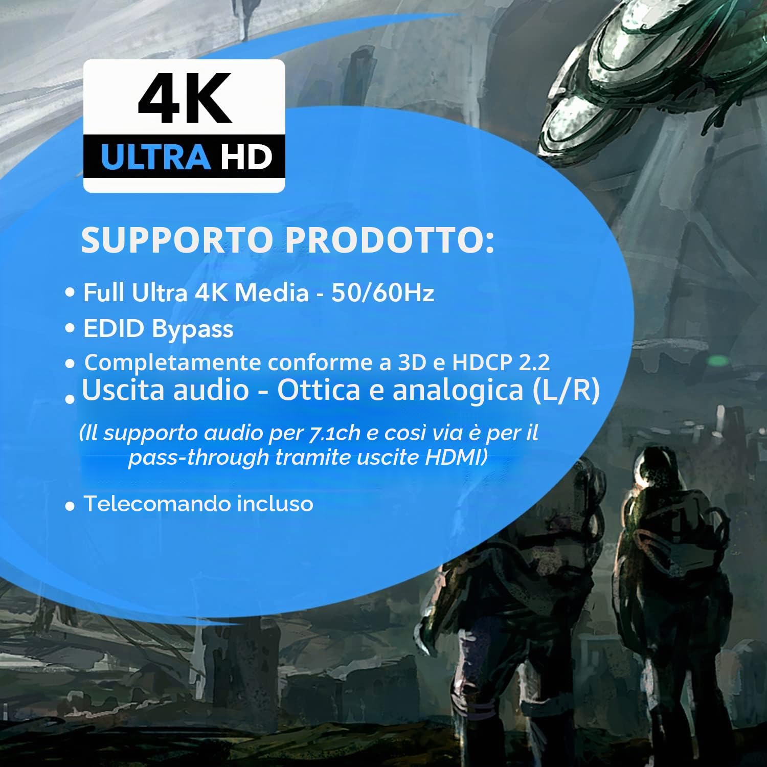 OREI Switch a matrice HDMI 4K 2 x 2, Switcher 18G UltraHD supporta fino a 4K @ 60Hz e 1080P IR EDID HDCP 2.- Telecomando (UHDS-202)