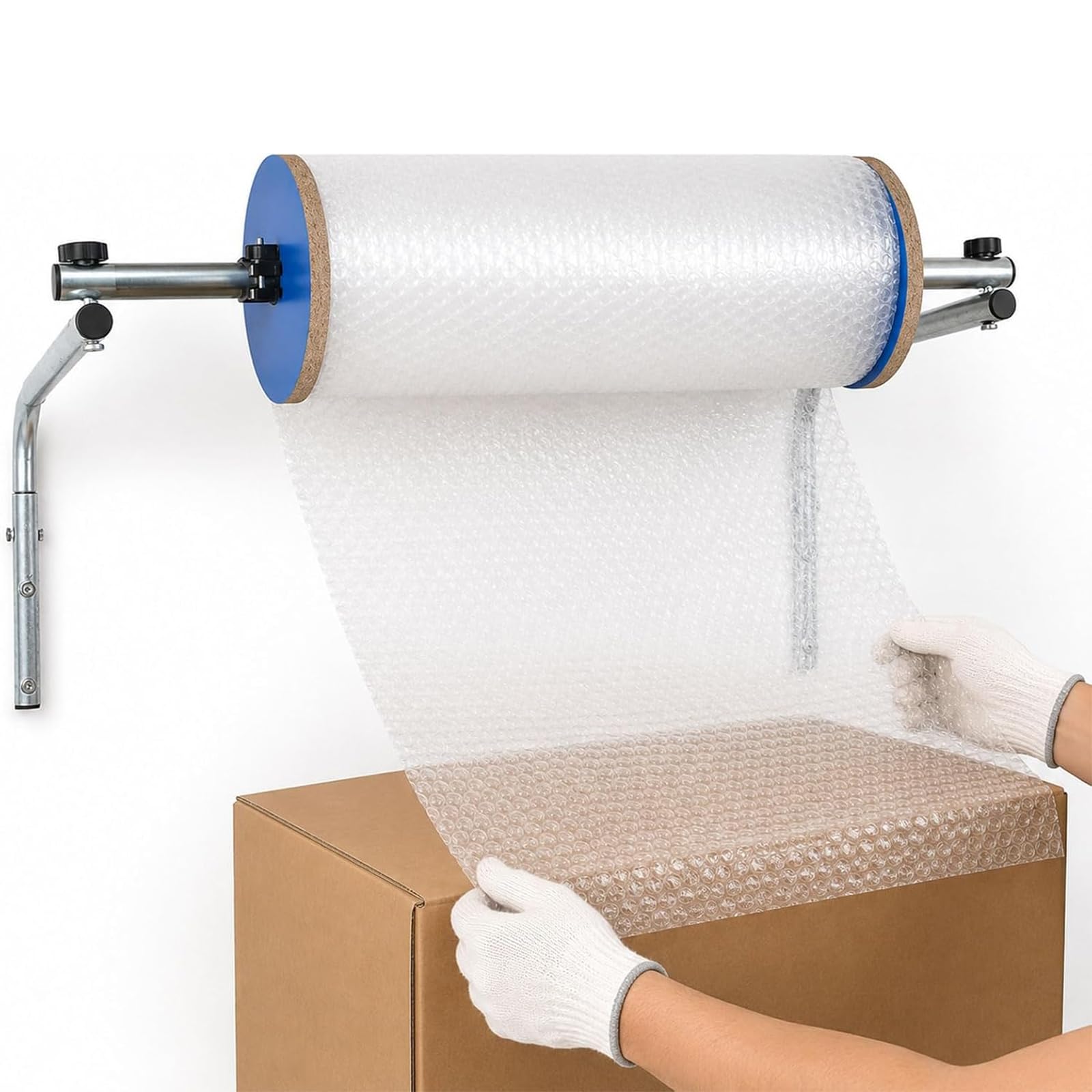 Dispenser per Rotolo di Pluriball da Parete, 40 Cm, Manuale, in Acciaio Zincato, Facile da Installare, per Imballaggio, Trasloco E Spedizione.