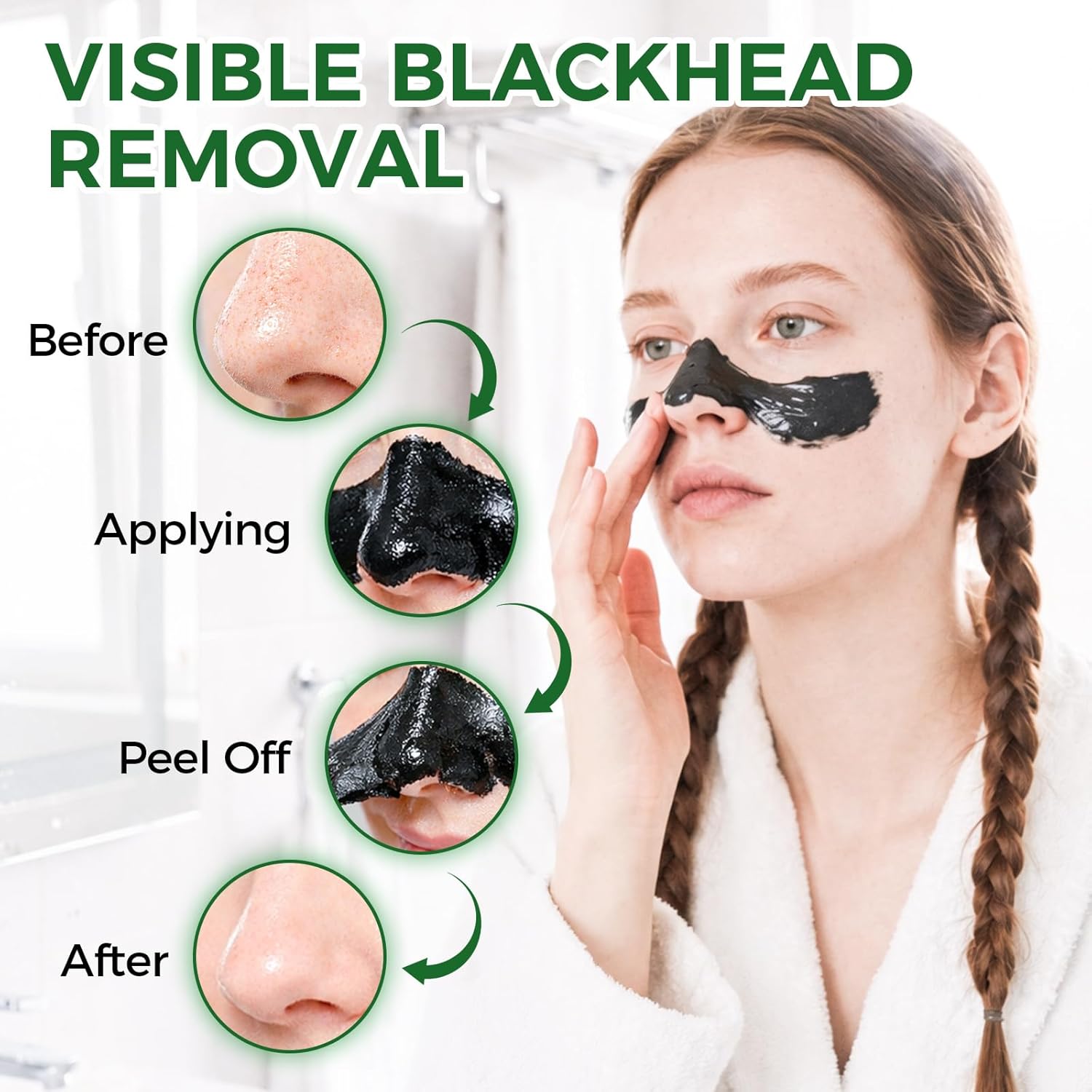 Blackhead Remover Mask, Charcoal Peel-Off Face Mask Deep Pore Cleansing, Reduces Blackheads, Excess Oil, Black Head Remover for Face for Oily and Combination Skin (Coal Black)