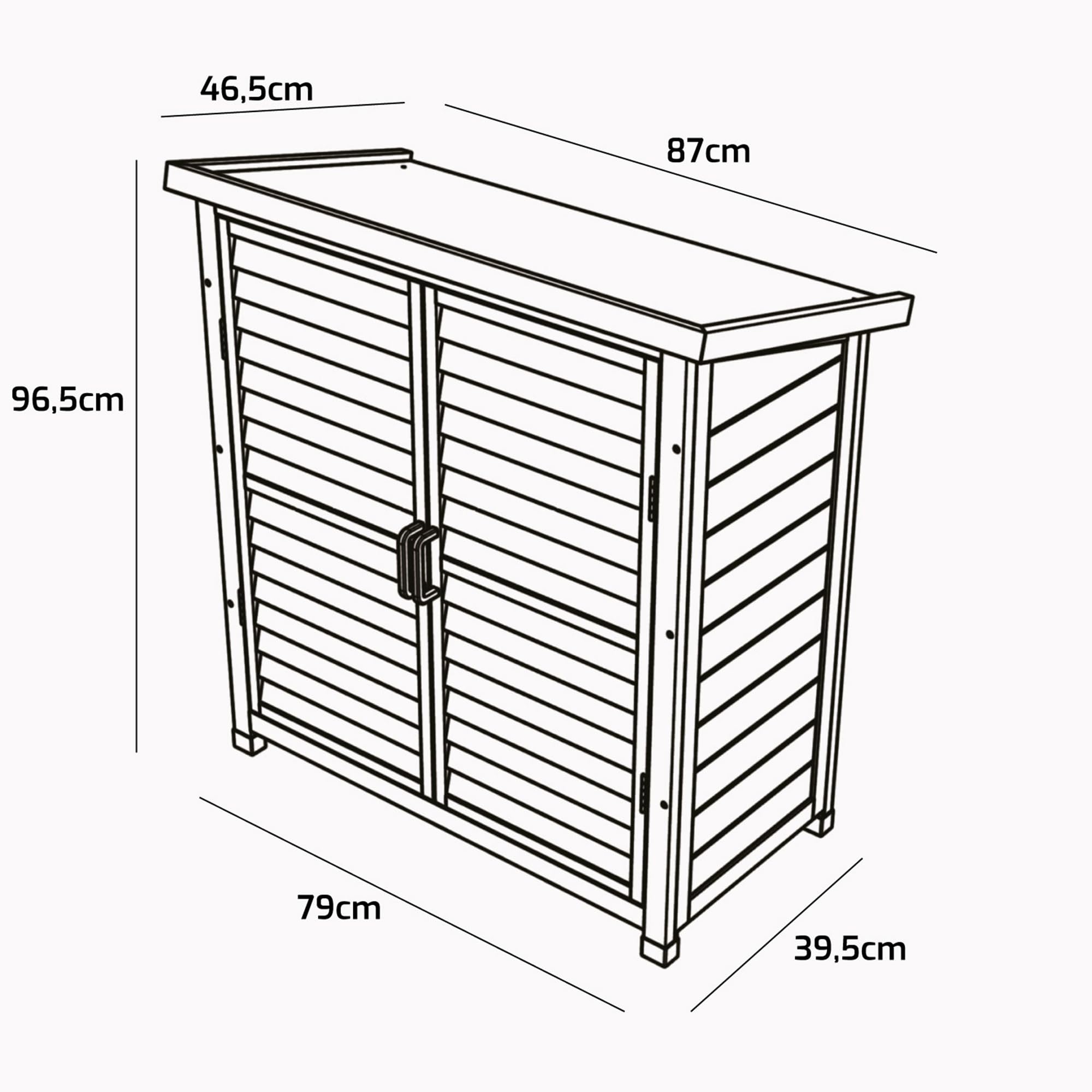 Frankystar Arborea - Armadietto da Giardino 87x96,5x46,5 cm 2 Ante con Tetto Spiovente in Legno di Abete per Attrezzi