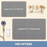 OTHWAY Grand tapis de bain en pierre, 32"x 20" Tapis de bain de terre diatomées pour salle de bains séchage rapide Absorbant, longue couche de douche en pierre dure diatomite (Gris foncé)