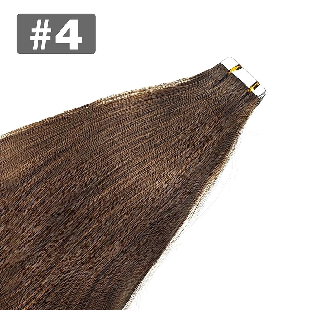 Lange 16-26 Zoll langes, unsichtbares, nahtloses Tape in Haarverlängerungen, 50 g, 20 Stück(Medium Brown,16 inches)