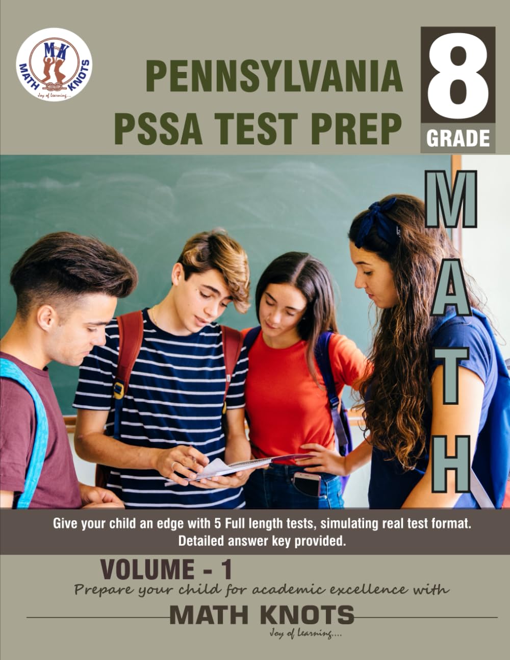 Pennsylvania State (PSSA), 8th Grade MATH Practice Tests ,Volume 1