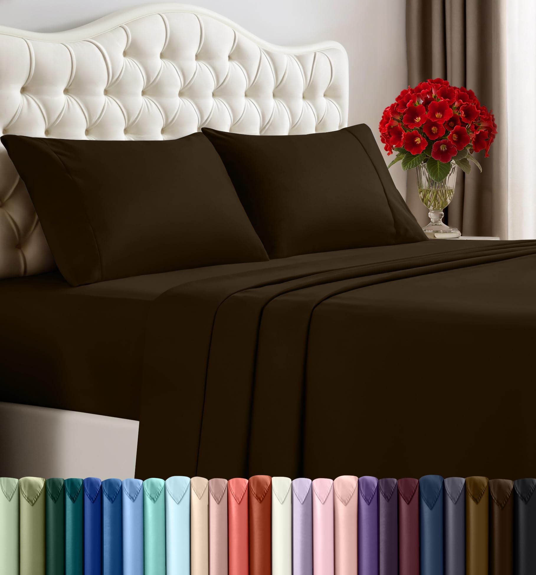 Utopia Bedding Queen Bed Sheets Set - 4 Piece Bedding - Brushed Microfiber - Shrinkage and Fade Resistant - Easy Care (Queen, Brown)