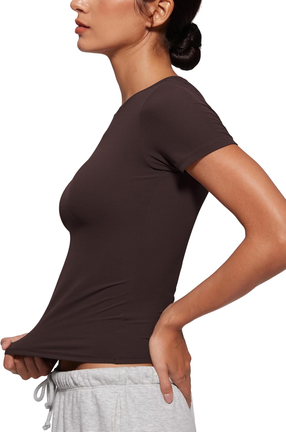 CRZ YOGA Softembrace High Neck Tops for Women - Soft Casual Going Out Shirts Crewneck Tight Basic Short Sleeve T-Shirt - Image 3