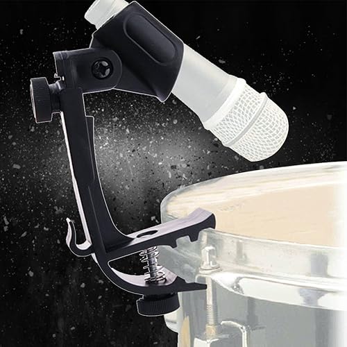 Miniatura 5 de Abrazadera de borde de tambor, 2 piezas ajustables para montaje en tambor, soporte para micrófono, clip de micrófono, accesorio para instrumentos