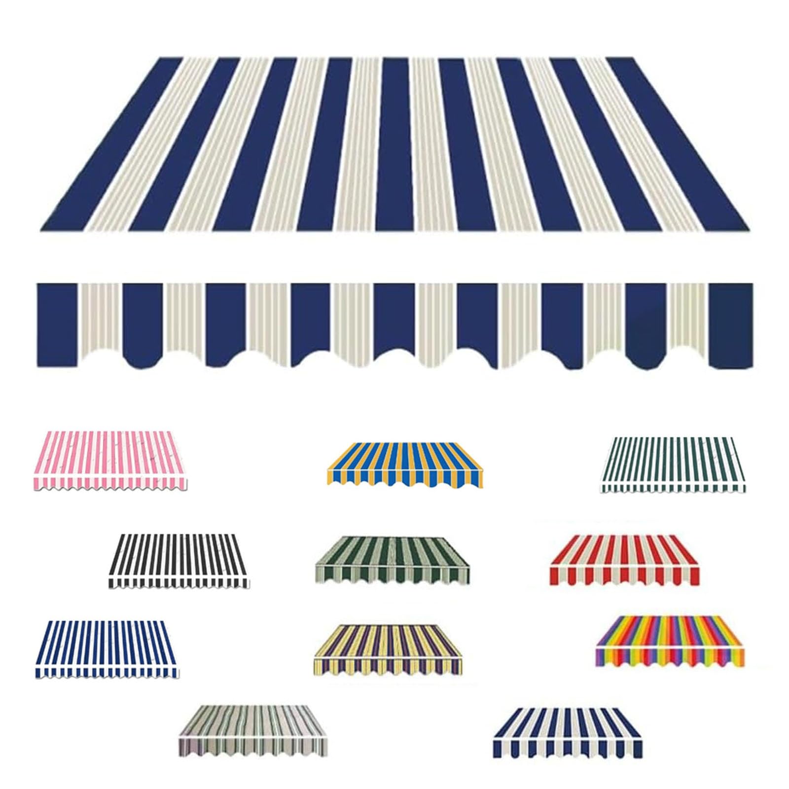 2m 2.5m 3m 3.5m 4m Garden Awning Replacement Fabric Top Cover Front Valance, Awning Fabric Replacement Window Awning Cover For Courtyard Balcony Restaurant(Blue a,3.5x2.5m)