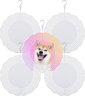 5pcs 8 Inch Sublimation Wind Spinner, Sublimation Blanks Spinners 3D Wind Spinners Aluminum Wind Spinners Hanging for Indoor Outdoor Garden Lawn Yard Decoration