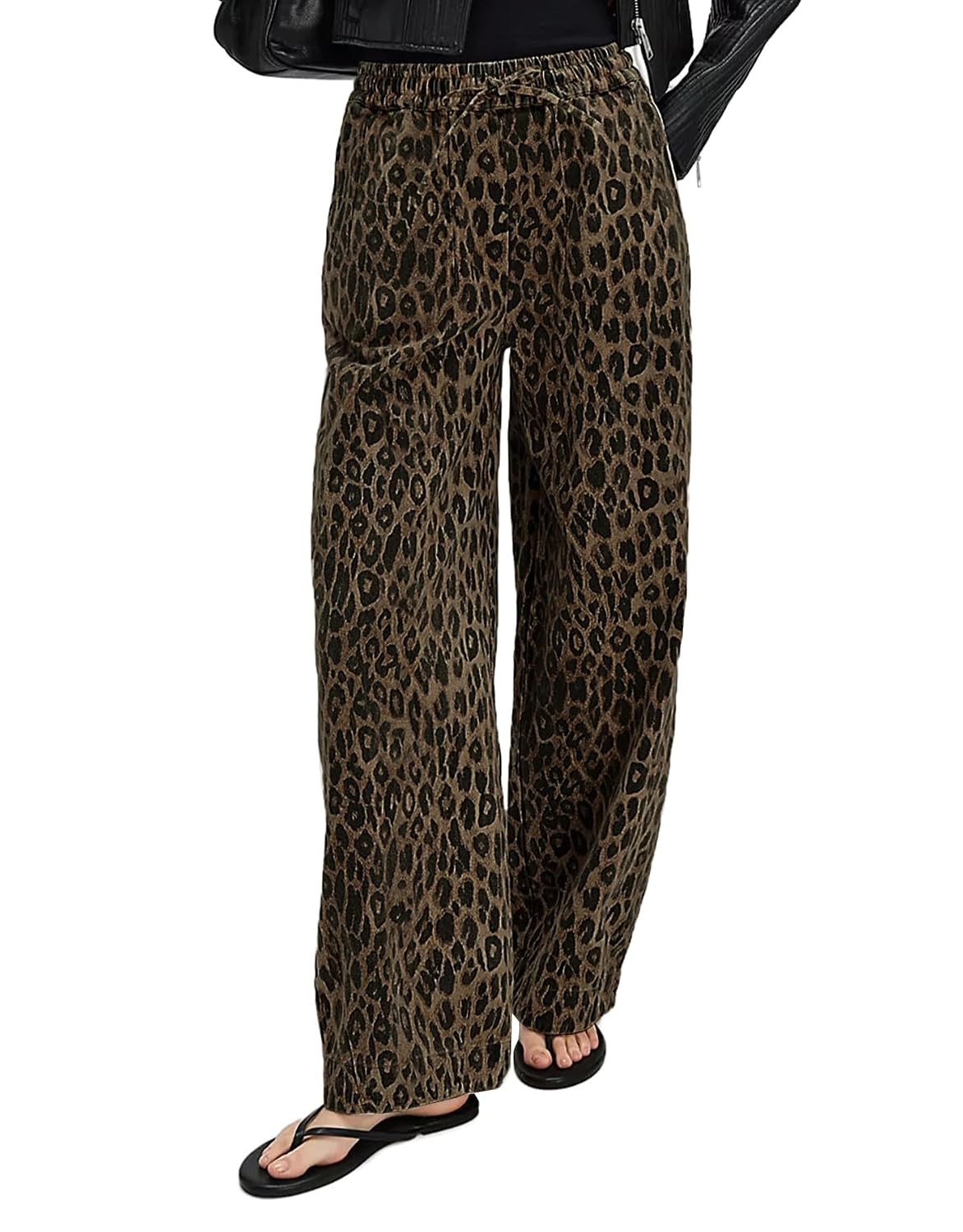Kedera Leopard Jeans, Baggy Wide Leg Print