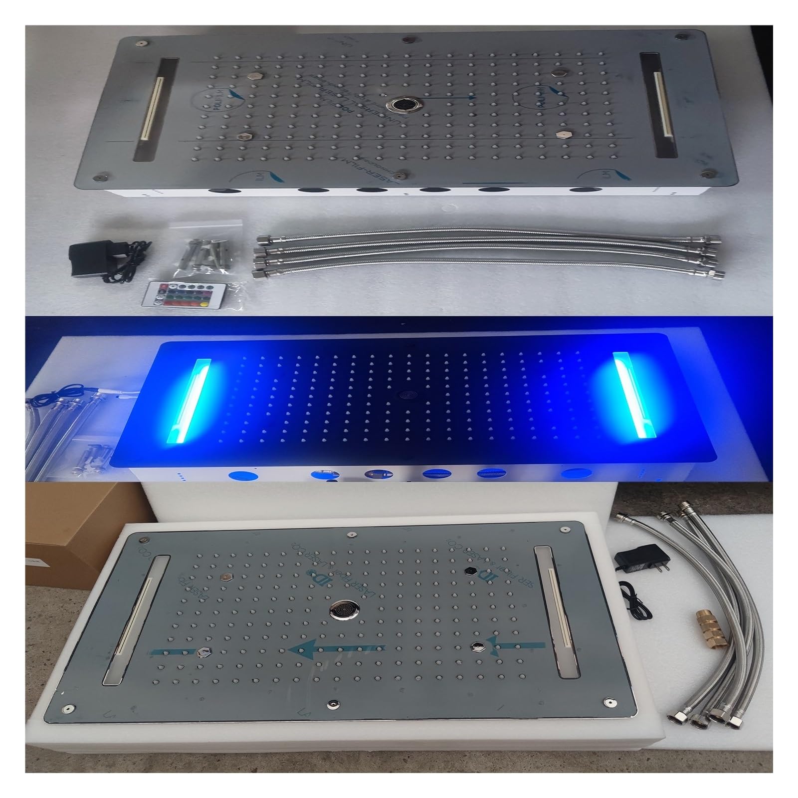 Shower Panel, LED Shower Head Rain Waterfall Mist Spray Bath Set, Thermostatic Shower Mixer Faucet,Embedded Ceiling Shower Set Stainless Steel(Single shower head)