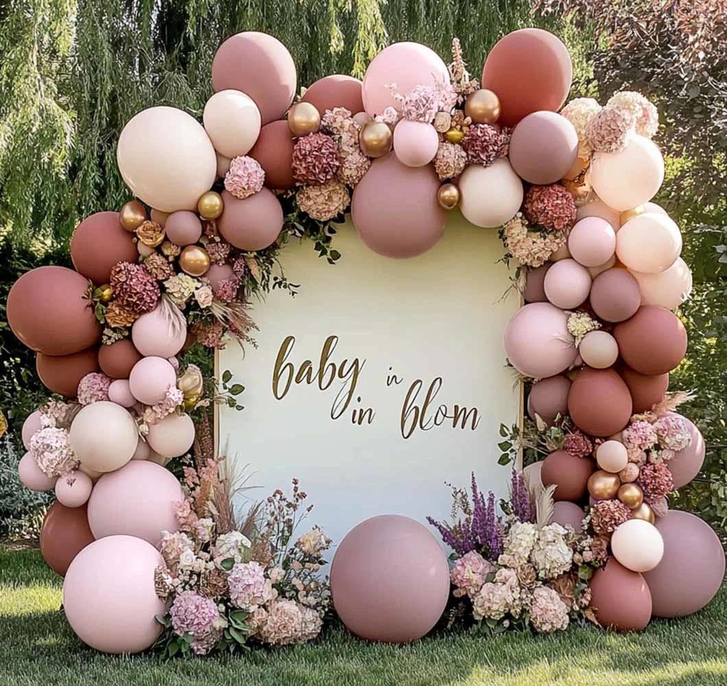 Dusty Rose Pink Balloon Arch Kit Double Stuffed Mauve Light Pink Matte Blush Nude Boho Balloon Garland for Baby Shower Birthday Bridal Wedding Valentines Party Decoration